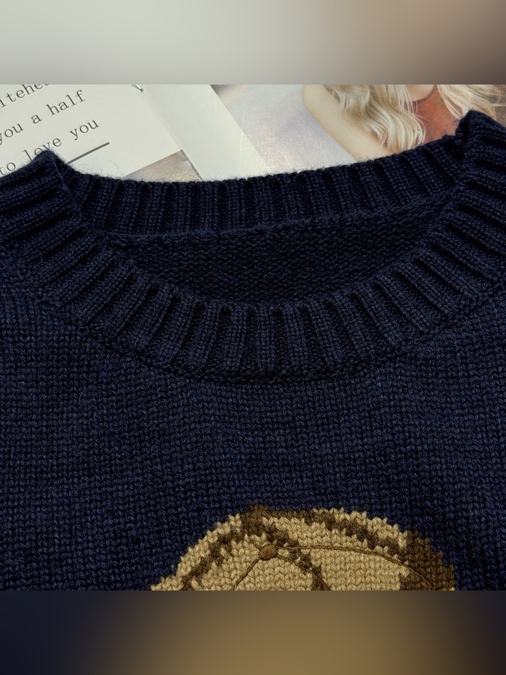Polo Ralph Lauren Navy Crewneck Sweater British Gentleman Polo Bear Knit - Picture 6 of 7